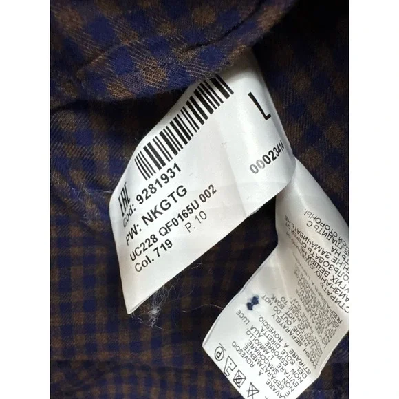 Dondup Cotton Plaid Button Up Long Sleeve Shirt Purple Mens Size L‎